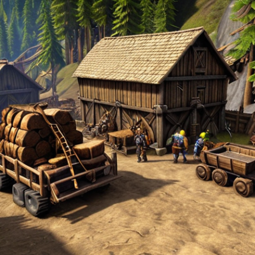 Home 22 **
A busy Warcraft 3 base. Gold miners are actively mining. Lumber mills are operating with workers gathering wood. Various unit types stand at the ready.
**