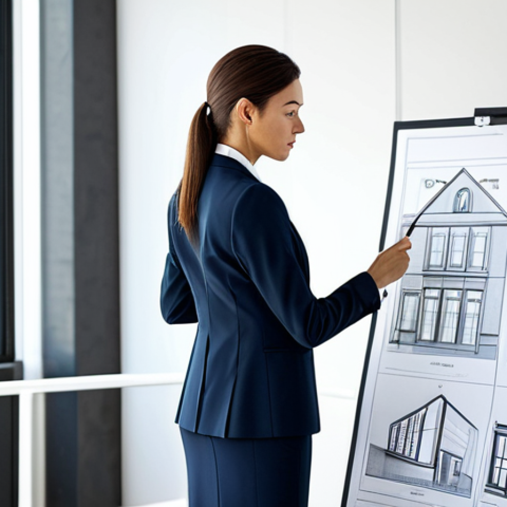 **

"A professional female architect in a modern office, reviewing blueprints, wearing a tailored suit, fully clothed, appropriate attire, safe for work, perfect anatomy, correct proportions, professional photography, well-lit, modest."

**